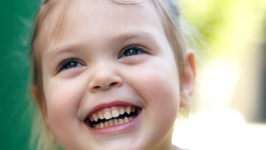 Little Girl Clapping Hands And Laughing Outdoors. Cute Three Years Old ...