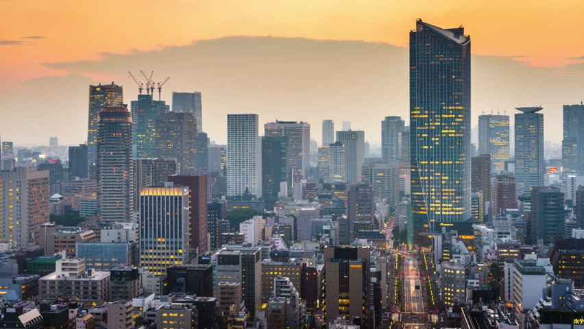 Tokyo, Japan Financial District Cityscape Time Lapse In Minato Ward ...