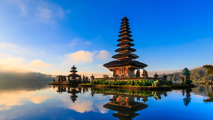 Pura Ulun Danu Bratan Temple  Bali  Indonesia 4K  Stock 