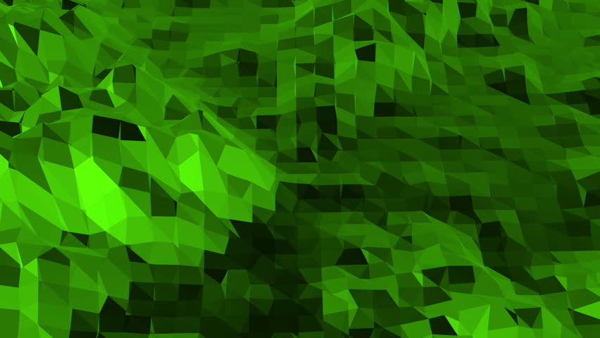 Green Low Poly Background Pulsating. Abstract Low Poly Surface As ...