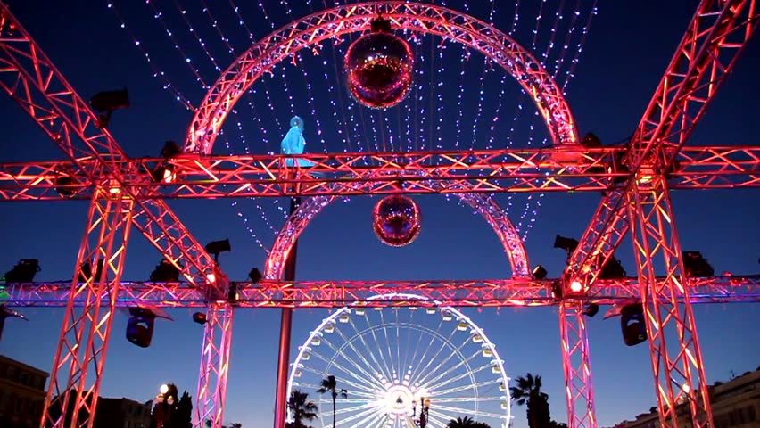 Christmas Decoration and Ferris Wheel Stock Footage Video (100% Royalty