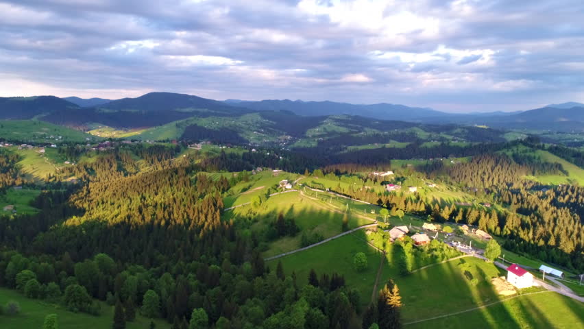 Mountain Village Under Cloudy Sky Stock Footage Video (100% Royalty ...