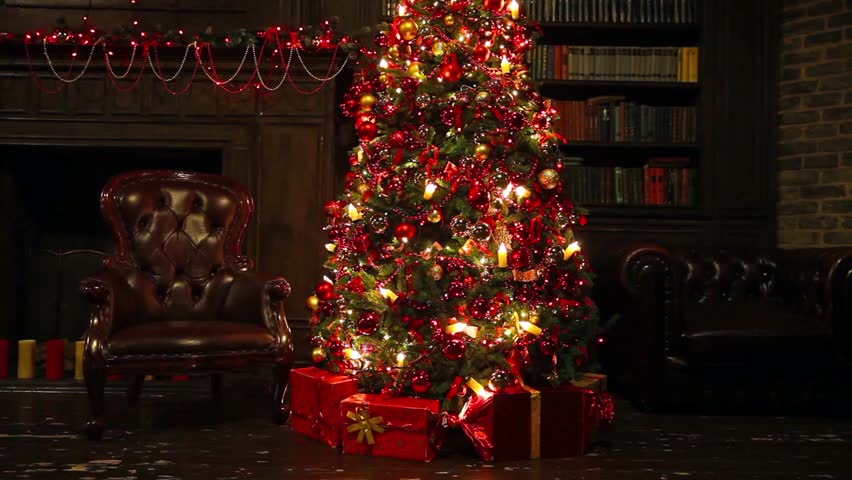 Red Color Christmas Background with Stock Footage Video (100% Royalty