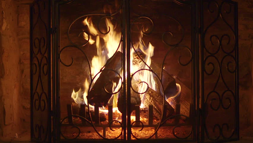 Logs Burning In Vintage Stone Stock Footage Video 100 Royalty