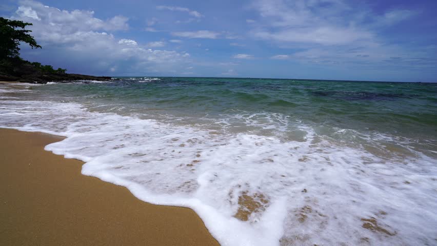 Beautiful tropical beach with sea view, clean water & blue sky at Phu Quoc island in Vietnam.