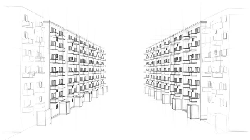 Animated Line Drawing Of A Residential Street With Many Apartment Animated Line Drawing Of A Residential Street With Many Apartment Buildings Full Hd