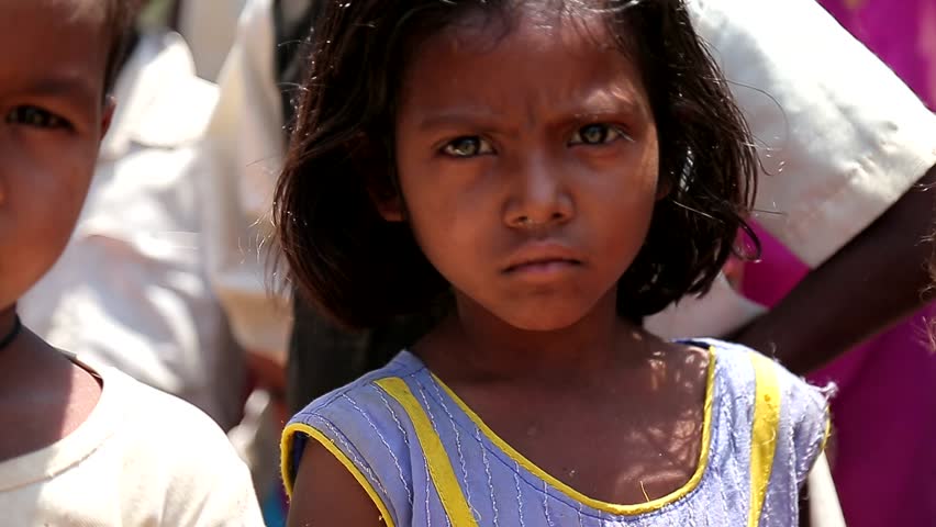 April 2016. India. Bihar. Scared Poor Indian Village Children. Children ...