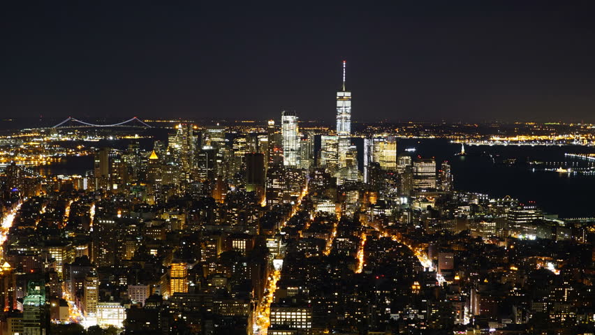 New York City Manhattan Skyline NYC Time Lapse During Night. Stock ...