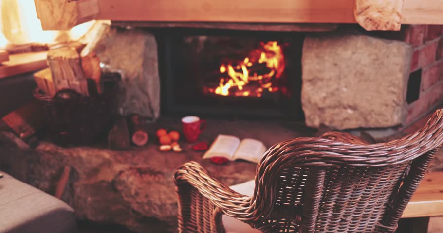 Warm Cozy Fireplace With Real Stock Footage Video 100 Royalty