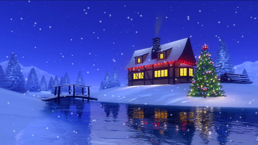 Cozy House With Smoking Chimney And Outdoor Decorated