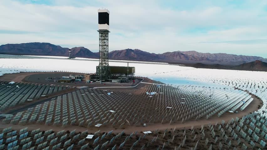 World Largest Solar Thermal Power Plant Aerial 02 Mojave Desert ...