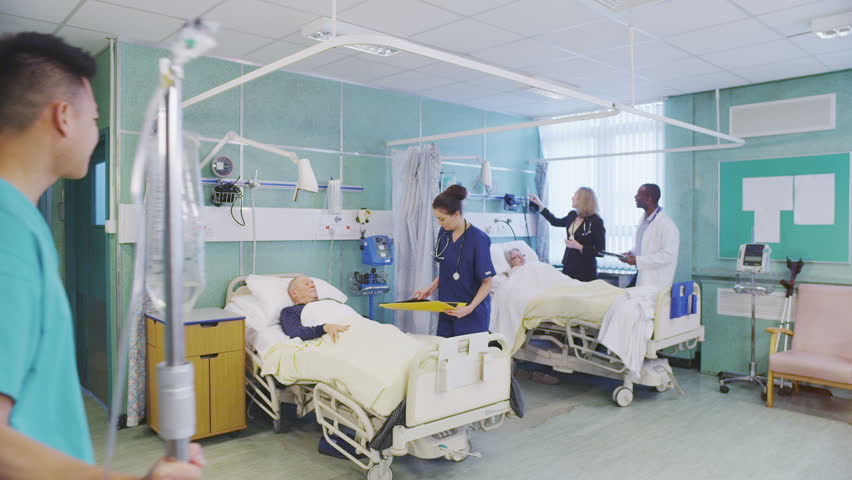 Stock video of uk hospital ward. one male and | 3432440 | Shutterstock