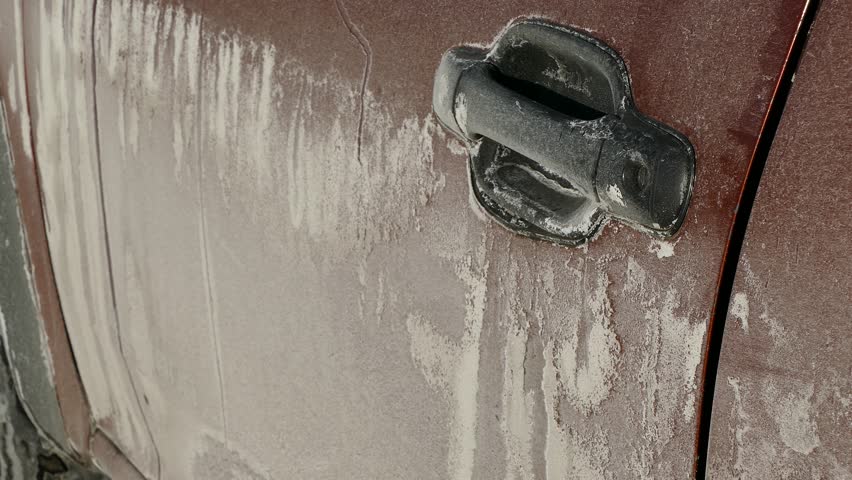 Road Salt Covering Car And Causing Rust And Corrosion In Winter Stock ...