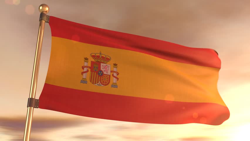 Beautiful Spanish Flag Flying On Stock Footage Video (100