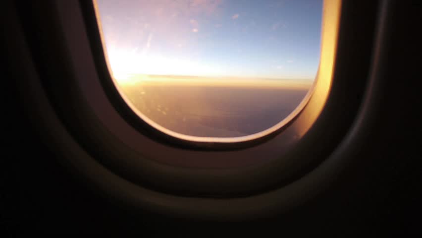 Airplane Window View at Sunset Stock Footage Video (100% Royalty-free ...