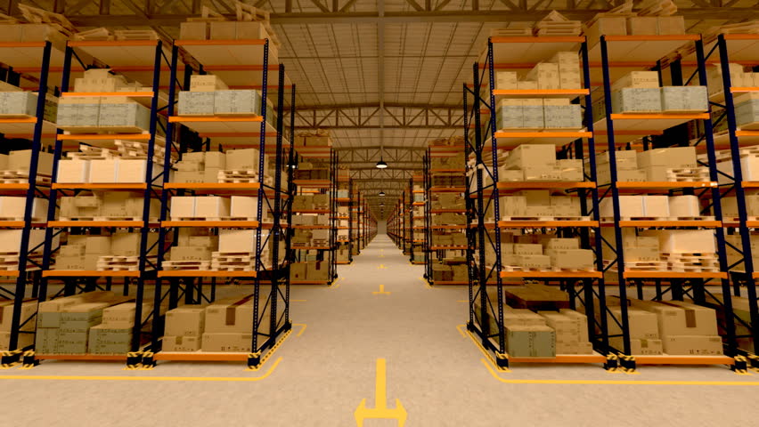  Warehouse Interior 3d Loopable Animation Stock Footage 