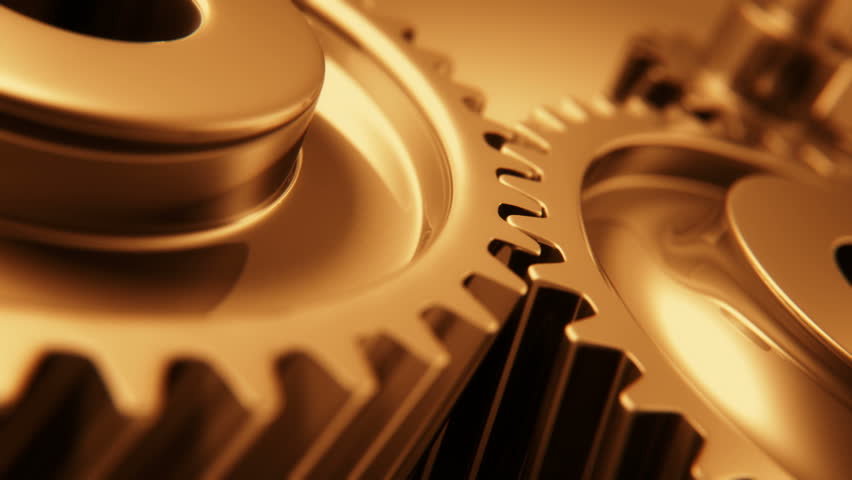 Loopable Animation of Gold Cogs. Stock Footage Video (100% Royalty-free