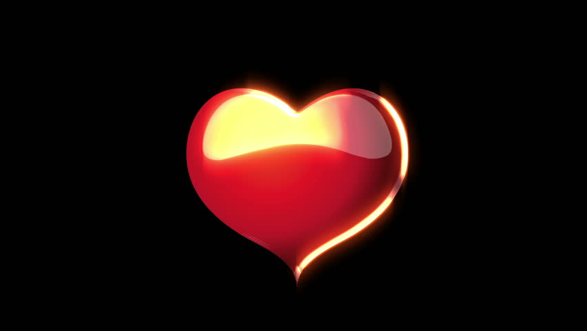 Animated Spinning Glowing Gold Heart Against Transparent Background ...