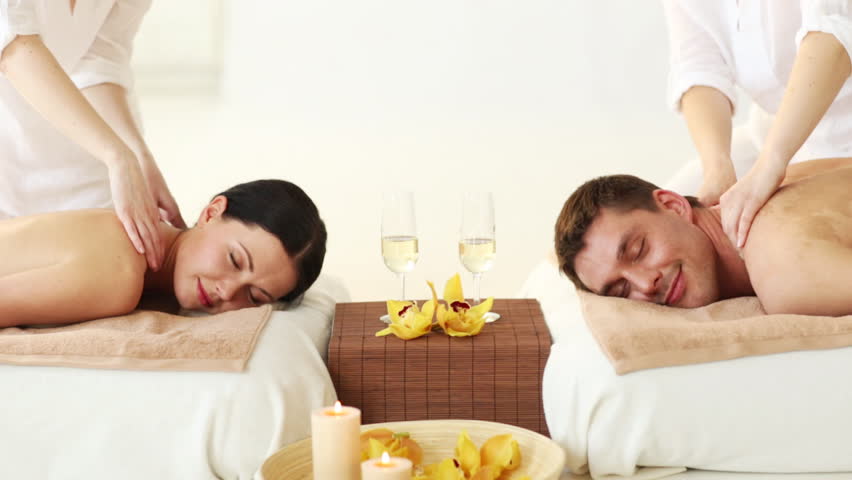 Footage Of Happy Couple Relaxing In Spa Salon Footage Of Happy Couple Relaxing In Spa Salon