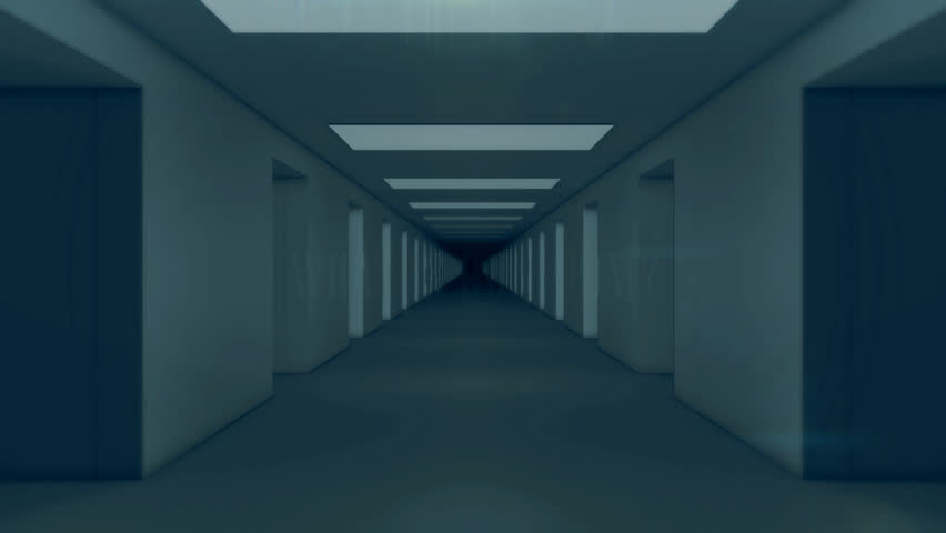 Stock Video Clip of Animation walk-through a long, endless 3D hallway ...