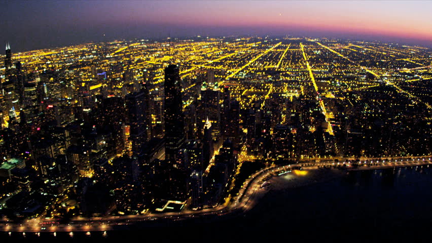 Aerial View Of Chicago At Night
