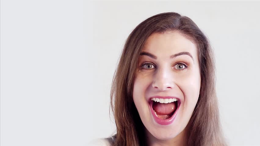 Surprised Excited Happy Woman Closeup Portrait Of Beautiful Young Woman ...