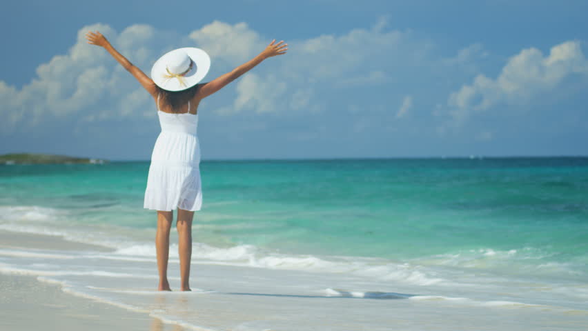 Latin American Girl In Sundress Celebrating Achieving Her Ambitions ...