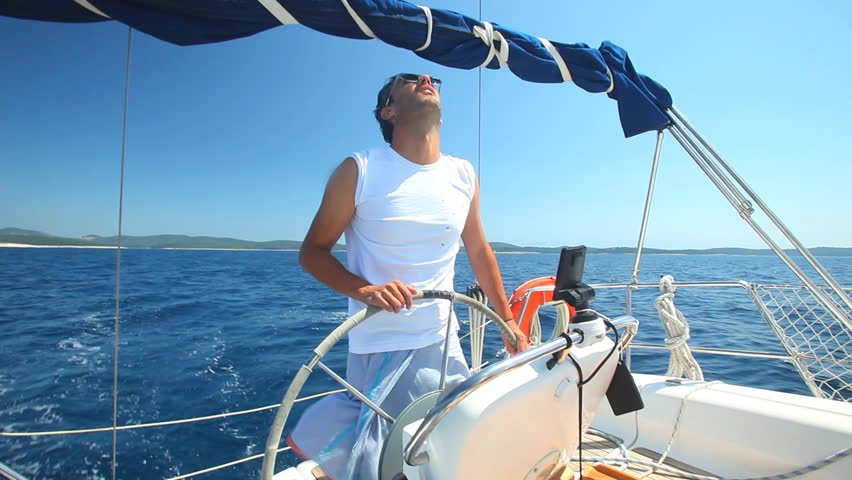 Young Man Sailing In Caribbean Sea Stock Footage Video 3232828 ...