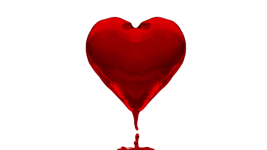 Liquid Heart Is Pouring Out. Animation Of Red Liquid Heart Shape. (B&W ...