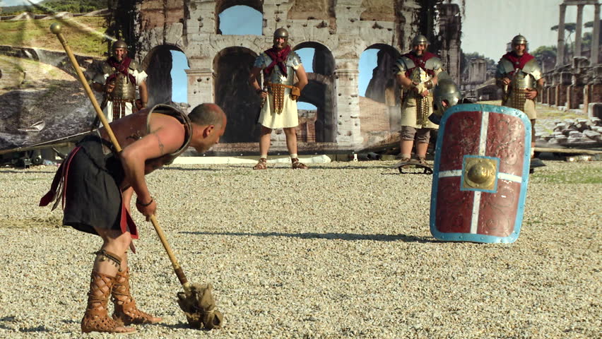 ROME - APRIL 21: Roman Gladiators Against Prisoners And Slaves During ...