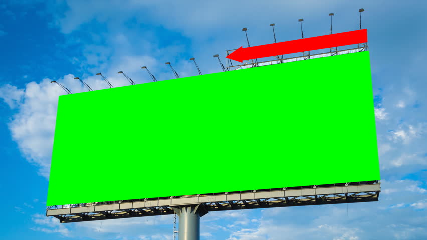 Green Screen Big Billboard And Cloud Float In Sky Time Lapse Stock ...