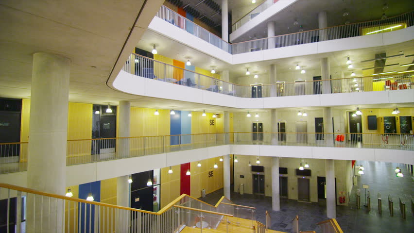 Interior View Of A Large Modern University Building. No People ... Interior View Of A Large Modern University Building. No People ...