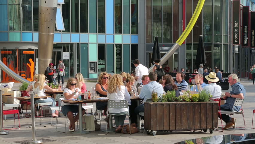 Cardiff South Glamorgan Wales May 18 2014 Unidentified People Enjoy The Weather At Restaurants And Cafes In Cardiff City Centre On A Summers Day Cardiff South Glamorgan Wales May 18 2014 Unidentified People Enjoy The Weather At Restaurants And Cafes In Cardiff City Centre On A Summers Day