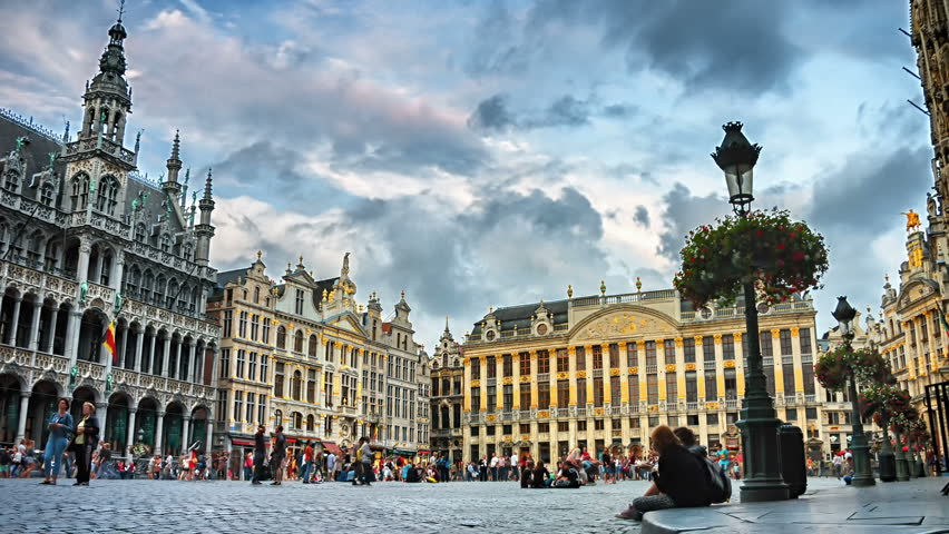 Stock video of grand place square at sunset. timelapse. | 6982060 ...