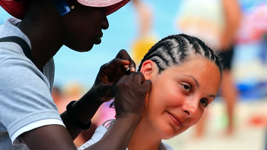 Hanioti Halkidiki Greece 21 09 2014 Black Woman Stock Footage