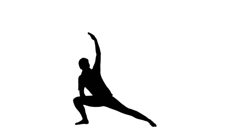 Woman Doing Yoga In Black Silhouette On White Background Woman Doing Yoga In Black Silhouette On White Background