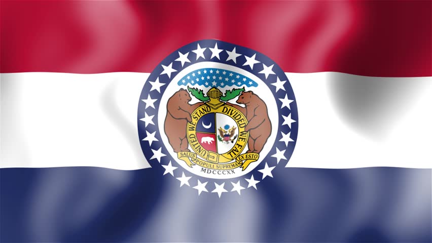 Waving Flag Of The US State Of Missouri With The Official Seal ...