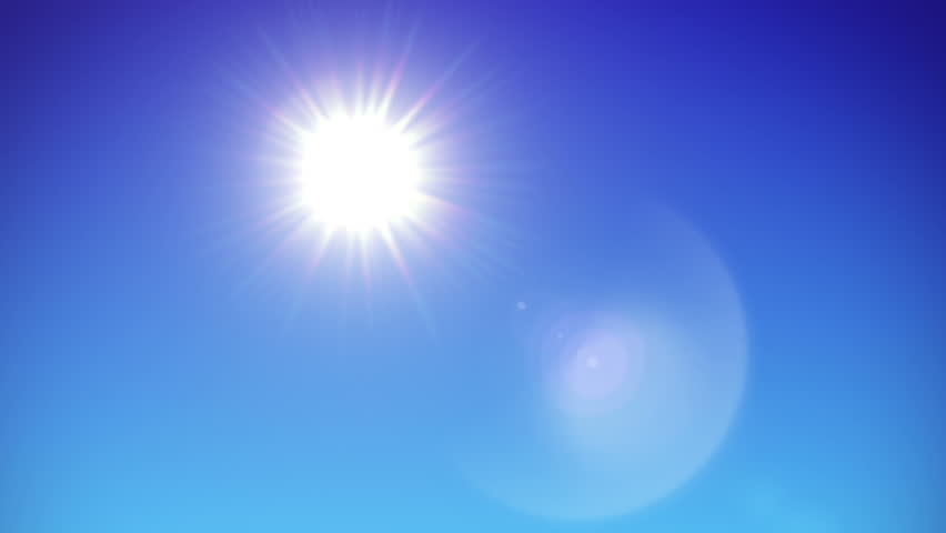 Weather Animation Of A Sunny Day, With A Bright Sun On A Blue Sky