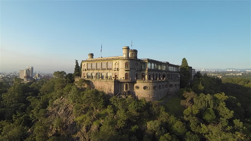 Aerial Top View Of The Chapultepec Castle At The Top Of The Hill With ...