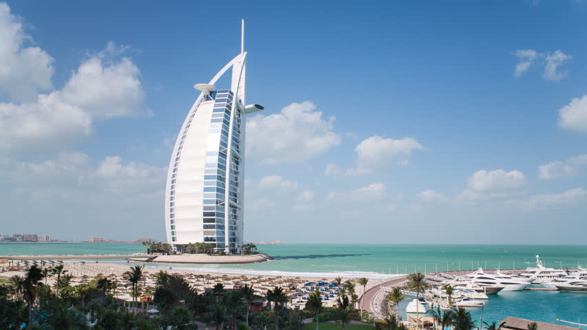 Jumeirah Beach With Waves And People Playing By The Ocean,Burj Al Arab ...