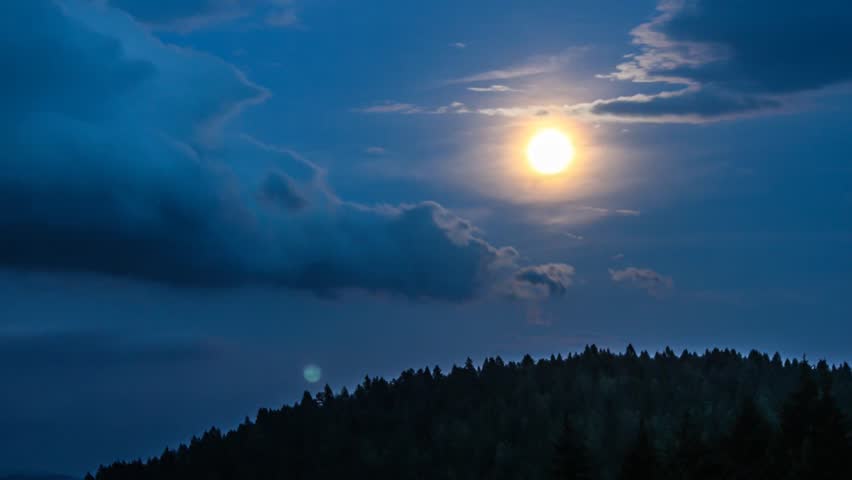 Full Moon Night Landscape With Forest Lake. Stock Footage Video 4406759 ...